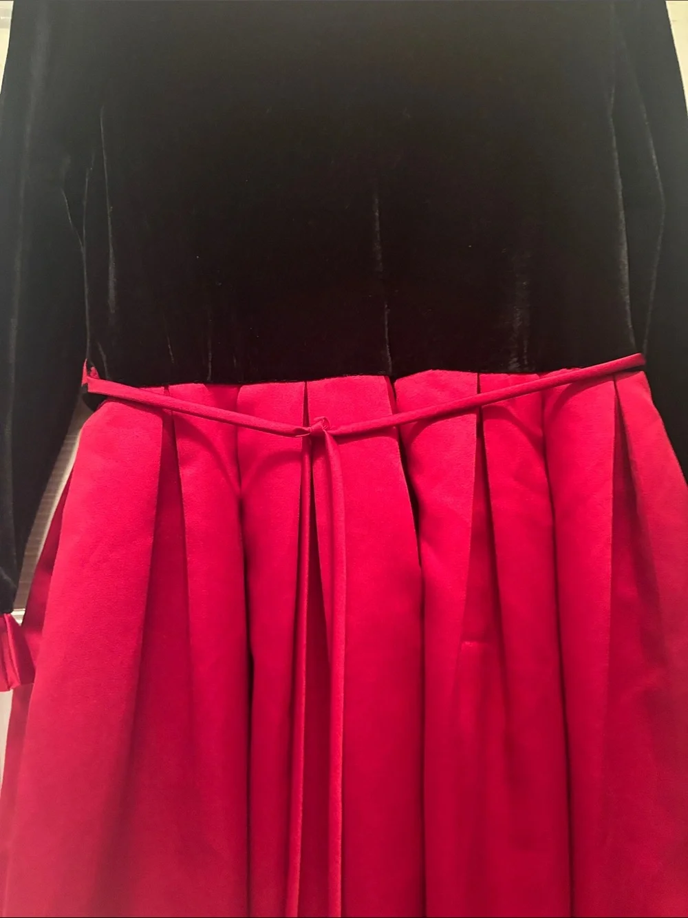 Maggie Bloom Black Velvet and Red Satin Party Dress